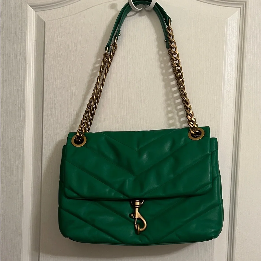 Rebecca Minkoff Emerald Quilted Shoulder Bag with Gold Chain - Picture 12 of 15